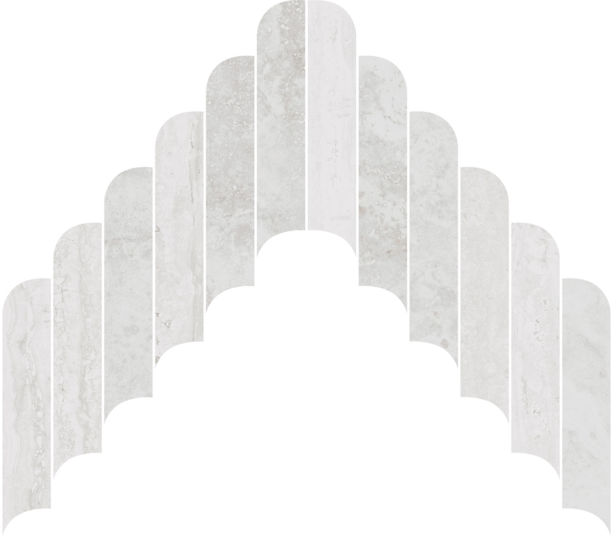 Ivory Rounded Chevron Mosaics (3D Plus) Rounded Chevron