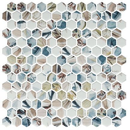 Hexagon Mosaic Recycled Glass Mosaics 12x12