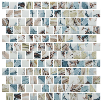 Offset Square Mosaic Recycled Glass Mosaics 12x12