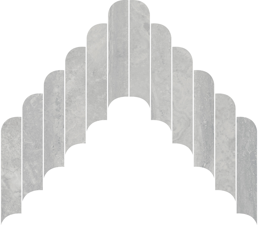Silver Rounded Chevron Mosaics (3D Plus) Rounded Chevron