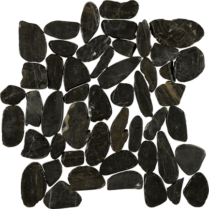 Black Pearl Flat Flat Pebble Mosaics 12x12