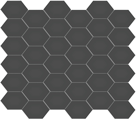 Retro Black 2in Hexagon Mosaic 11x12.5