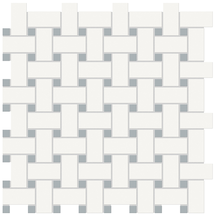 Canvas White & Cloud Blue Basketweave Mixed Mosaic 12x12